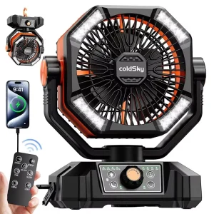 Camping Fan with 4 LED Lantern 8 Speeds